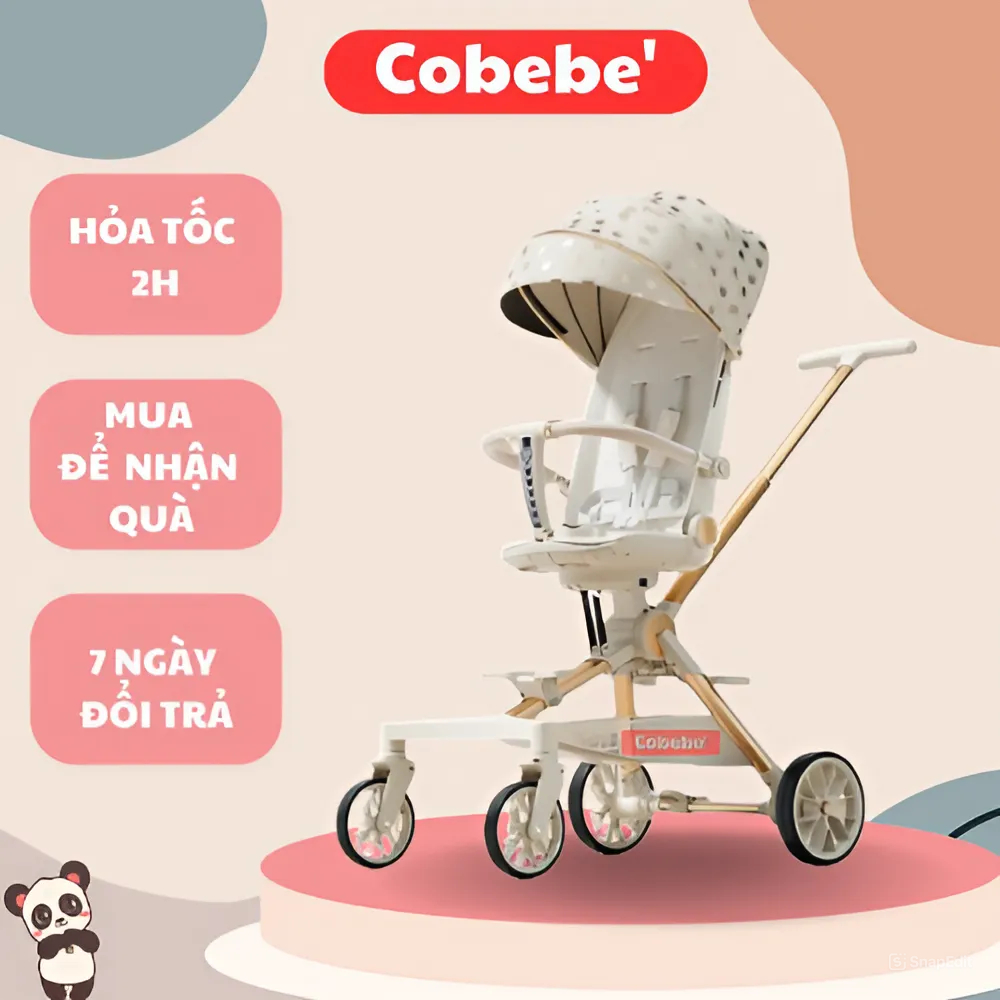 Xe Đẩy Cho Bé Cobebe' Bản Cao Cấp,Thiết Kế Sang Trọng,Gấp Gọn Đảo Chiều,Ghế Xoay Ngả Đa Năng