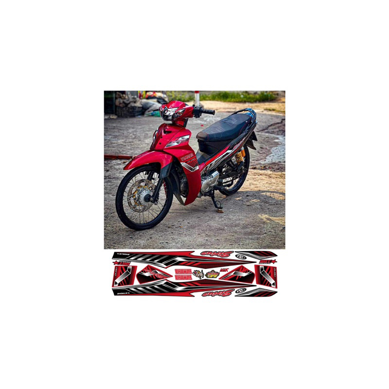 tem xe decal xe sirius-mẫu chế sirius đỏ đen sọc