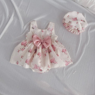 Set Body Váy Phối Ren Đính Nơ Màu Hồng Bodysuit Cho Bé Gái Sơ Sinh 1 2 Tuổi MINTSCLOSET - BV7102