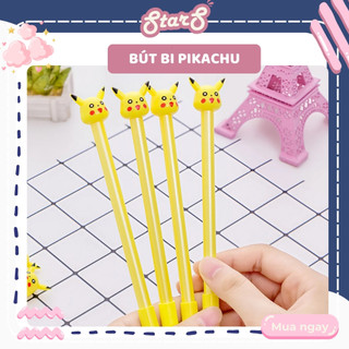 Bút màu đen gel nước pikachu vàng cute dễ thương