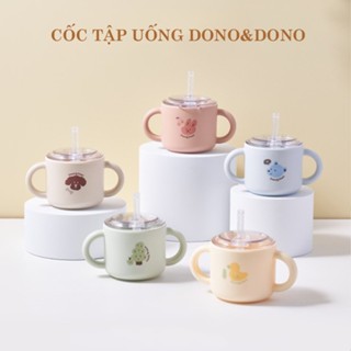 Cốc tập uống nước silicon bạch kim cao cấp cho bé DONO, thiết kế thông minh an toàn, dung tích 200ml, NEW 2024