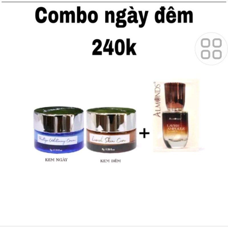 ALMONDS® COMBO KEM SỮA CHUA VÀ KEM SEN TUYẾT NGÀY ĐÊM (size nhỏ) tặng gói serum tbg 💯Chính Hãng