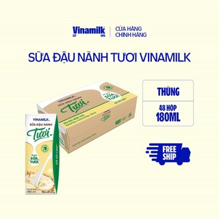 Thùng Sữa đậu nành Tươi Vinamilk 180ml - 48 hộp/Thùng