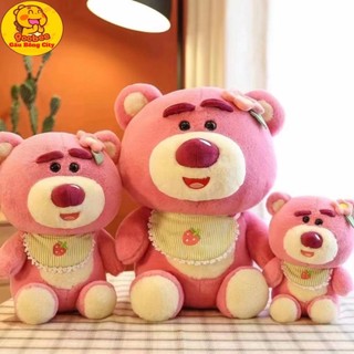 Gấu Bông Lotso Huggin Bear Gấu Dâu Khăn Yếm Lông Xù Đứng Cao Cấp Quà Tặng Dễ Thương