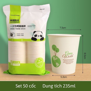 Set 50 cốc giấy chịu nhiệt dùng 1 lần tiện lợi, 235ml