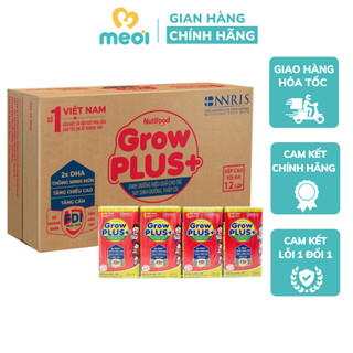 Thùng sữa bột pha sẵn nutifood growplus+ cho bé trên 1 tuổi hỗ trợ tăng cân, tăng chiều cao