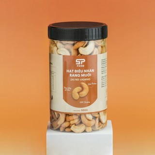 Hạt điều nhân bể đôi rang muối stp food hũ 500g – hạt điều bể bóc sạch vỏ rang củi bùi béo, thơm ngon