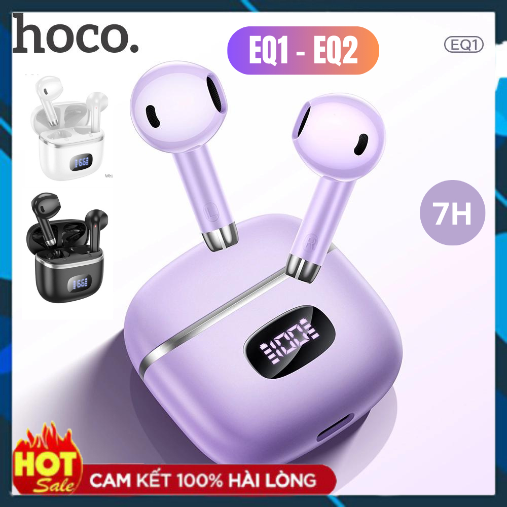 Tai nghe bluetooth Hoco EQ1, Tai nghe nhét tai không dây có mic đàm thoại, Âm thanh nổi, cảm ứng