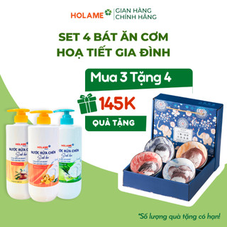 [ QUÀ TẶNG ] Sét 4 bát ăn cơm gia đình hạnh phúc
