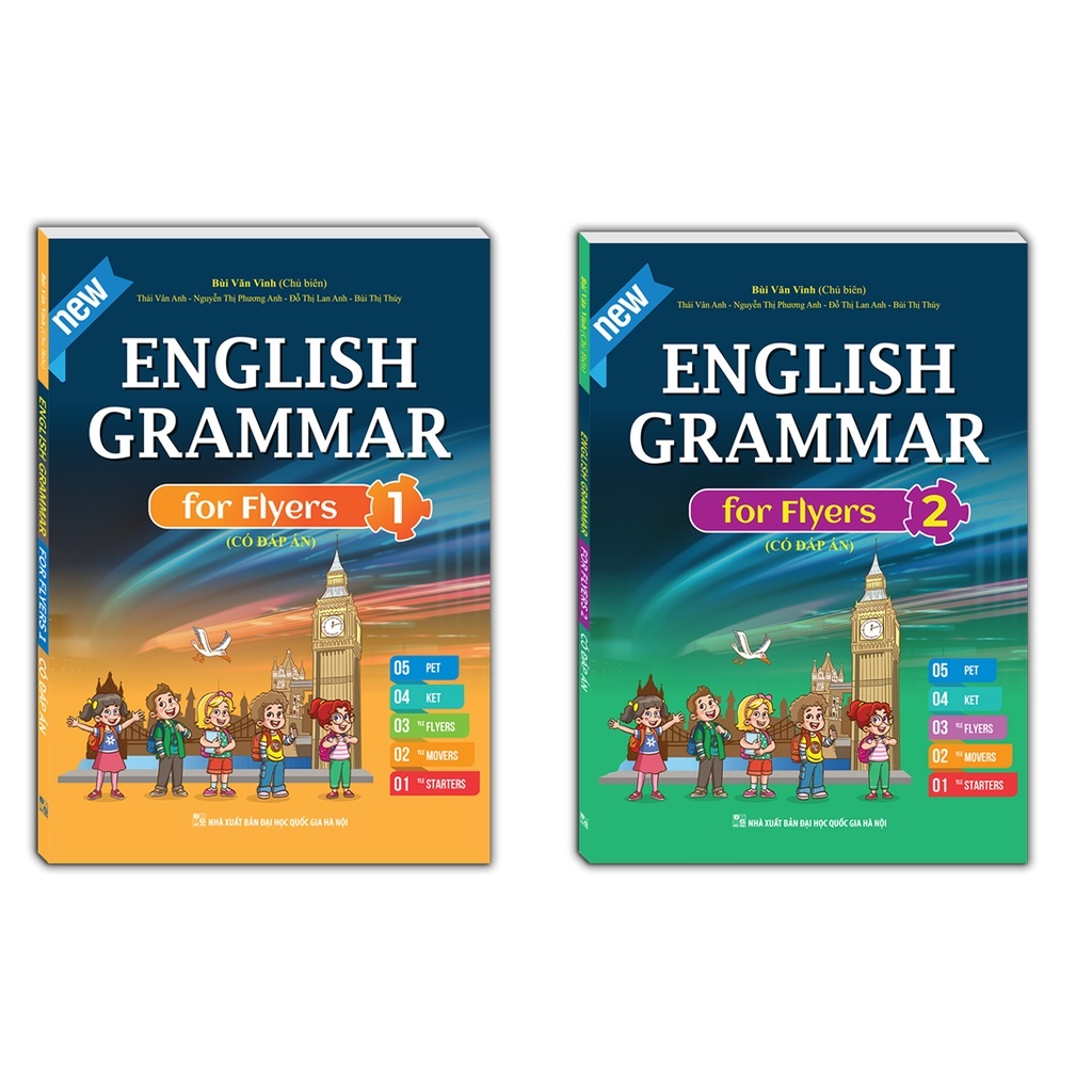 Sách - Combo 2c Flyers 1+2 - English Grammar ngữ pháp luyện thi Tiếng Anh (bản màu - đáp án)