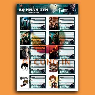 Combo 10 nhãn dán vở harry potter | nhãn dán sách - nhãn dán tập - nhãn tên | ms: 111388
