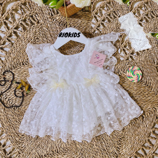 [4-11kg] Body váy công chúa ren trắng bé gái sơ sinh RIOKIDS quần áo đầy tháng thôi nôi BD75