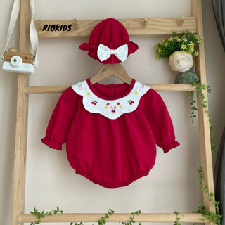 [3-12kg] Bodysuit áo liền thân đỏ RIOKIDS quần áo đầy tháng cho bé gái sơ sinh thôi nôi BD194
