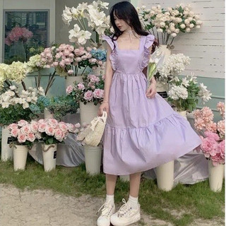 Váy maxi 2 dây hở lưng thắt nơ form rộng đi biển, đầm hai dây buộc nơ lưng dáng xòe suông dài Tina_ Vaymaxi003_P11K4