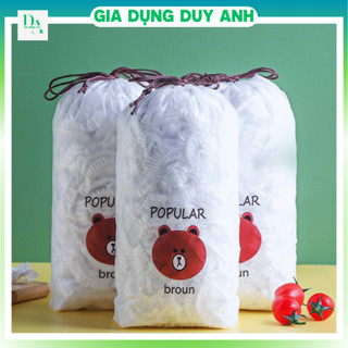 ComBo 10 Gói màng bọc thực phẩm chất liệu PE co dãn có chun siêu dai, Túi gấu bọc đồ ăn gia đình GDDA
