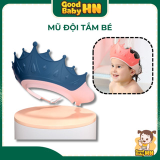 Mũ tắm gội đầu cho bé mũ chắn nước vào tai mũ tắm hình vương miện