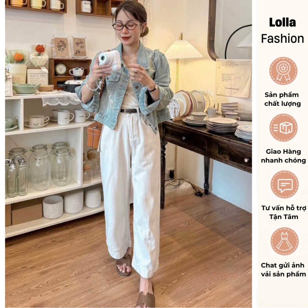 Áo Khoác Bò Denim Mài  Rách Dáng Croptop  M7546 -lolla