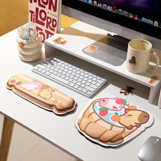 Miếng Lót Chuột Kê Tay Bàn Phím Có Đệm Mút Capybara Gấu Trắng Shin Bút Chì Gấu Trúc