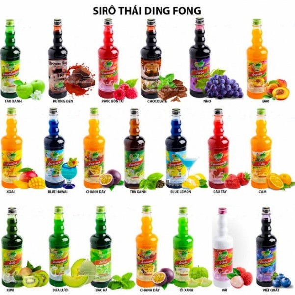 Siro/Syrup Thái Lan DingFong 760ml ( Đào - Dâu - Vải....)--