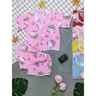 ( Họa tiết ngẫu nhiên) Đồ bộ lụa pijama tay ngắn bé (6-18kg)
