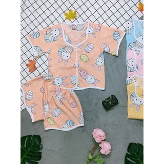 ( Họa tiết ngẫu nhiên) Đồ bộ lụa pijama tay ngắn bé (6-18kg)
