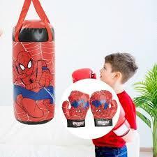 Bộ đấm bốc trẻ em kèm găng tay, Bộ túi đấm bốc Boxing Người Nhện, Đồ Chơi Găng Tay Tập boxing Cho Bé