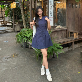 [RÁCH STORE] Đầm - 7589 - Cổ Sơmi - Sát Vai - Nút Dọc - Chiết Eo