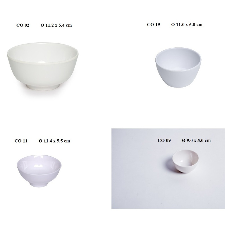 Chén đựng cơm, chè nhựa Melamine màu Trắng