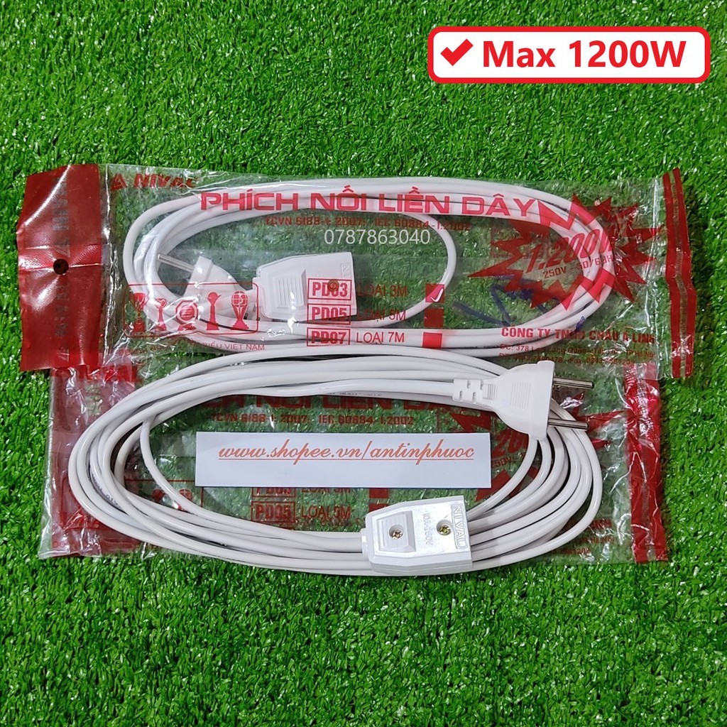 [DP03/DP05/DP07] Phích nối âm liền dây, phích cắm nối phích cái Nival 1200W
