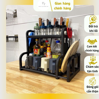 🫙 Kệ Đựng Gia Vị Nhà Bếp Nhựa ABS Cao Cấp_Kệ Đựng Đồ Dùng Nhà Bếp 2 Tầng Đa Năng