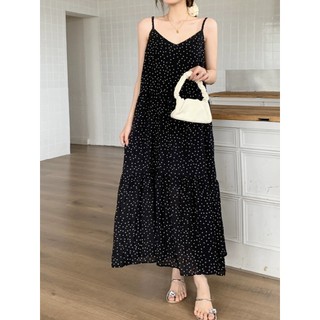 (ORDER) Váy đũi hai dây chấm bi xòe rộng babydoll điệu đà nhẹ nhàng vintage hàng QC cao cấp