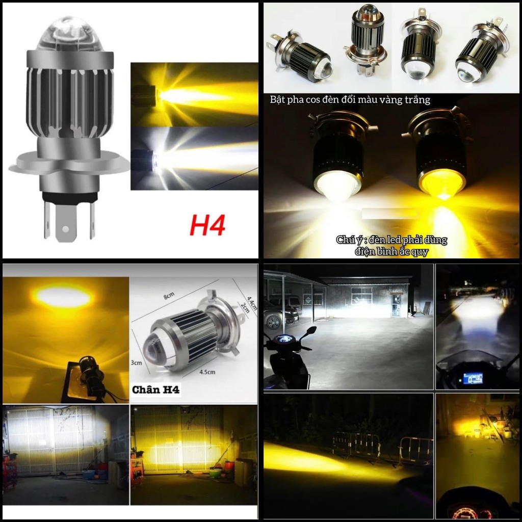 Đèn Pha Led Xe Máy H4 Bi Cầu Wave Vision Sirius Exciter