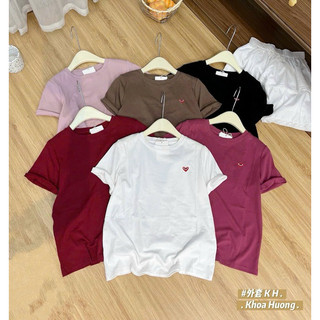 Áo thun form vừa thêu tim đỏ - mác freshgirls