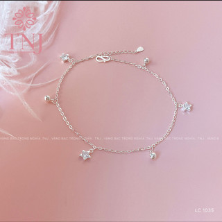  Lắc chân nữ bạc ta nguyên chất charm bi và ngôi sao đính đá đeo hàng ngày - LC 1035 - Vàng Bạc Trọng Nghĩa 