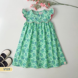 Váy Xinh House Cotton Cánh Tiên Họa Tiết Hoa Lá Thiết Kế Lượn Sóng
