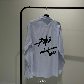 Sơ mi Oxford sơ mi kẻ sọc xanh trắng Scho Signature Shirt