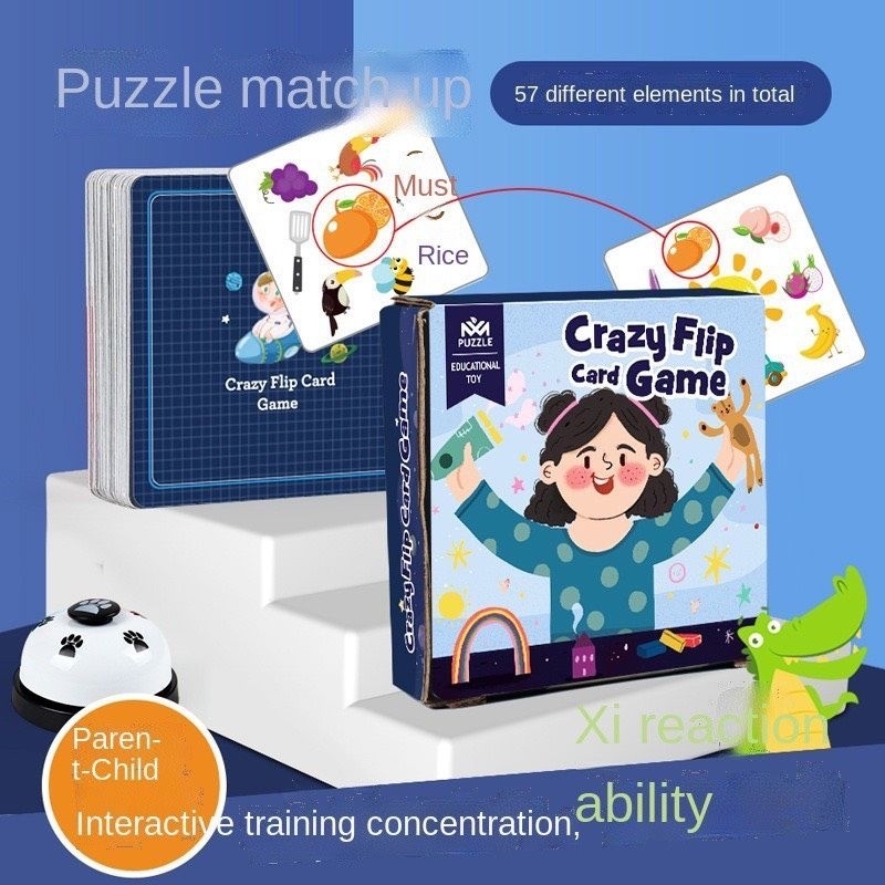 Bộ Đồ Chơi Tìm Điểm Giống Nhau Board Game Spot It Tặng Kèm Chuông Nhanh Tay Nhanh Mắt Crazy Flip Car