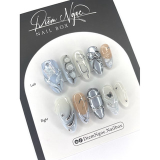47 Nailbox thiết kế xanh tráng gương bạc