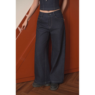 Quần bò dài ống rộng cạp thấp wide-leg pants - Wide Pants