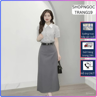 Chân Váy Suông Dáng Dài 80cm Phối Đai Da ( Tặng Đai)_Chất Liệu Vitex_SHOPNGOCTRANG19_CV91.