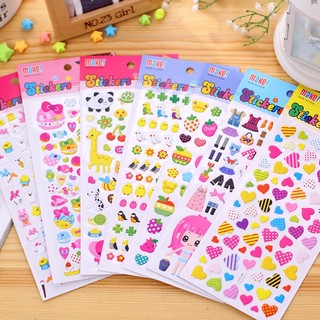 Bộ sticker trang trí nhiều mẫu in hình nổi 3D, Sticker hoa quả hình thú đáng yêu
