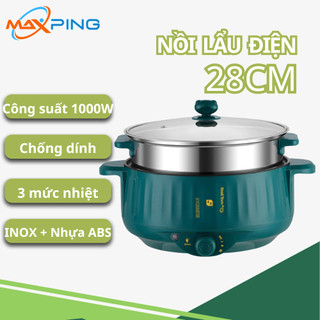 Nồi lẩu đa năng 2 tầng, ca lẩu mini, bếp điện thông minh , chính hãng nấu mì, chiên ,xào , lẩu