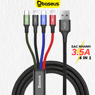 Cáp sạc nhanh 4 Đầu Baseus dây bọc dù siêu bền thích hợp nhiều dòng máy iP samsung Xiaomi