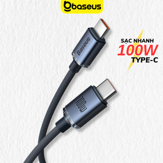 Cáp sạc nhanh Type C 100W Baseus Crystal Shine dây dù cao cấp C to C cho samsung xiaomi máy tính bảng