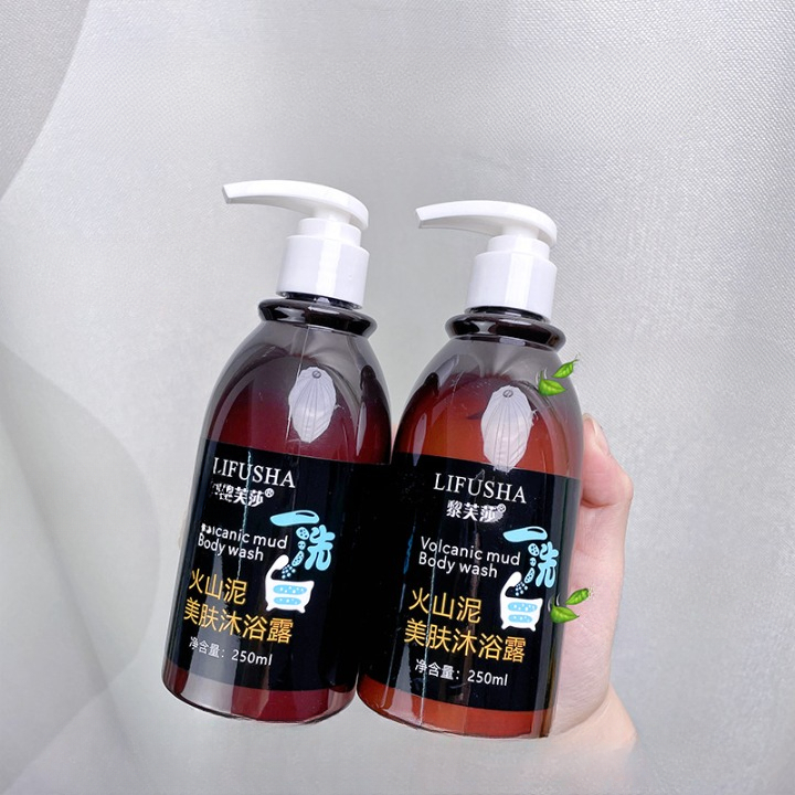 Sữa tắm bùn núi lửa LIFUSHA tắm trắng da toàn thân, loại bỏ thâm sạm, tẩy tế bào chết 250ml