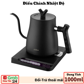 Ấm siêu tốc mini kiểm soát nhiệt độ 1000ML đun sôi nhanh nước 1000W chống khô inox 304 kiểu cổ ngỗng