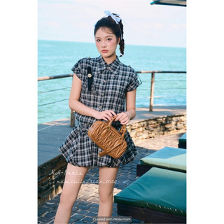 Váy kẻ chun eo kèm đai xinh quá là xinh luôn.mua váy tặng quần bảo hộ và tag cài đá sịn đét Sm 2 size 🍒460k