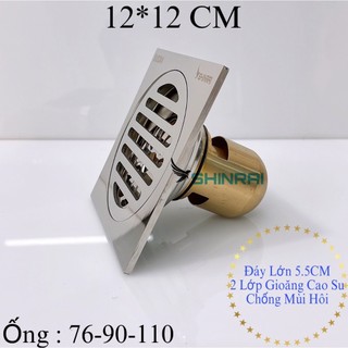 ( 12 * 12 - 15*15  Đáy Thoát lớn 5.5 CM ) Ga Thoát Sàn , Thu Sàn , Phễu Thoát Nước Nhà Tắm SHINRAI INOX Chống Mùi Hôi
