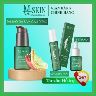 Combo tái tạo da sâm cau rừng mq skin 30ml, sữa rửa mặt nhân sâm mq skin 120 ml và serum phục hồi mini mq skin chínhãng
