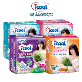{8 gói} Băng vệ sinh ICOOL Thảo dược 𝐌Ặ𝐓 𝐕Ả𝐈 mềm mại, không có bạc hà cool mát